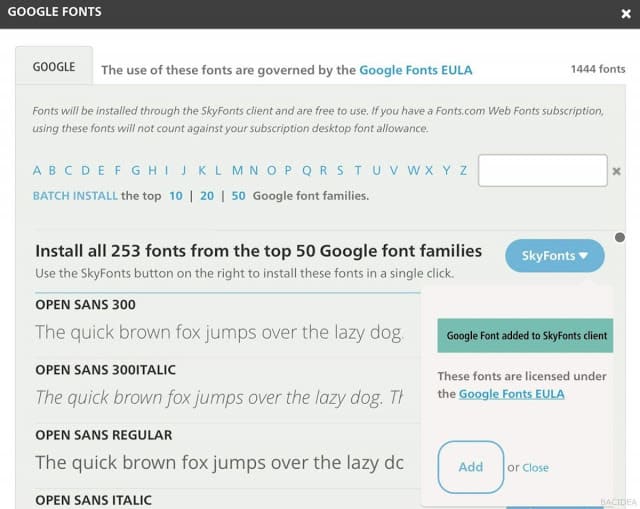 โหลด Google Fonts มาใช้ง่ายๆ ด้วย SkyFonts 7