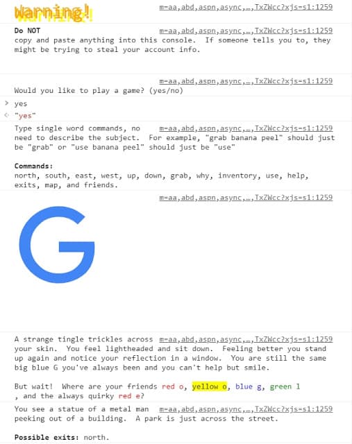 Google แอบซ่อนเกม Text Adventure ไว้ในโค้ดของ Google.com 5