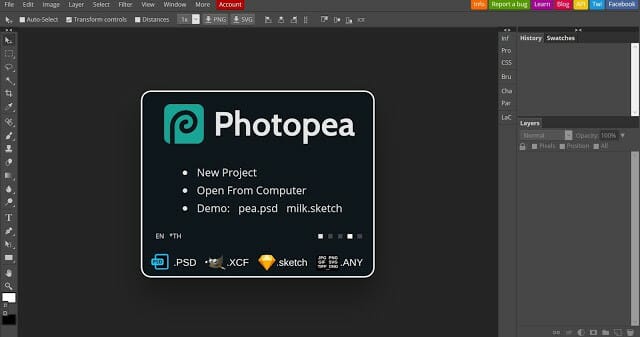 Photopea แอปแต่งรูปแบบ Photoshop ที่ทำงานบน Browser ของคุณ 3