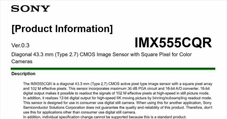ลือ Sony พัฒนาเซ็นเซอร์รับภาพ 100 MP Full-Frame ถ่ายวิดีโอ 6K 3