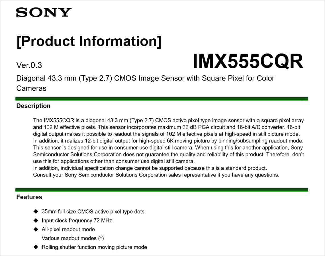 ลือ Sony พัฒนาเซ็นเซอร์รับภาพ 100 MP Full-Frame ถ่ายวิดีโอ 6K 5