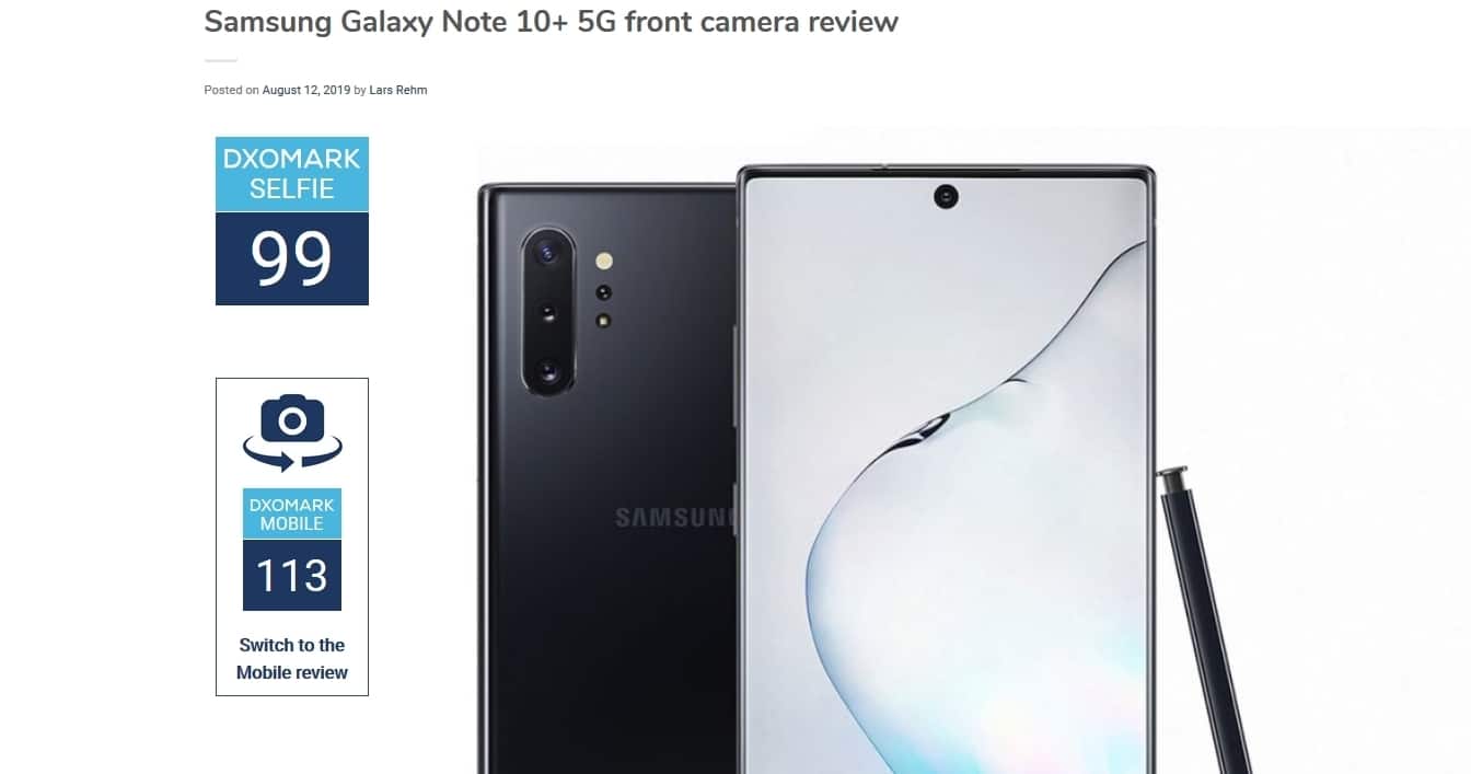 อันดับหนึ่ง! Samsung Galaxy Note 10+ 5G ได้คะแนน DxOMark อันดับหนึ่งทั้งกล้องหน้าและหลัง 1