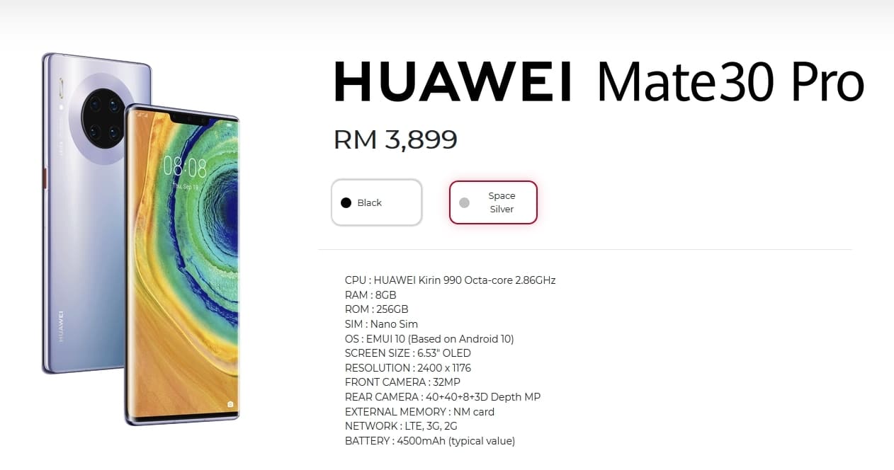 HUAWEI Mate 30 Series เผยราคาขายที่มาเลเซียแล้ว 20,500 - 28,500 บาท 1