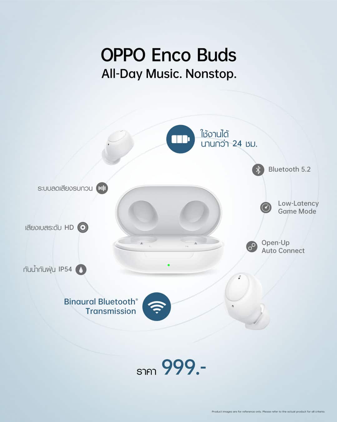OPPO Enco Buds หูฟังไร้สาย เสียงดี แบตอึด ในราคาสุดคุ้มเพียง 999 บาท วางจำหน่ายแล้ววันนี้! 3